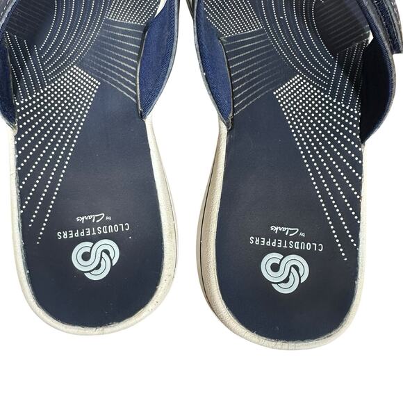 Clarks Cloudsteppers Breeze Sea Womens Navy Blue Comfort Flip Flop Sandals Sz 9M - Picture 5 of 7